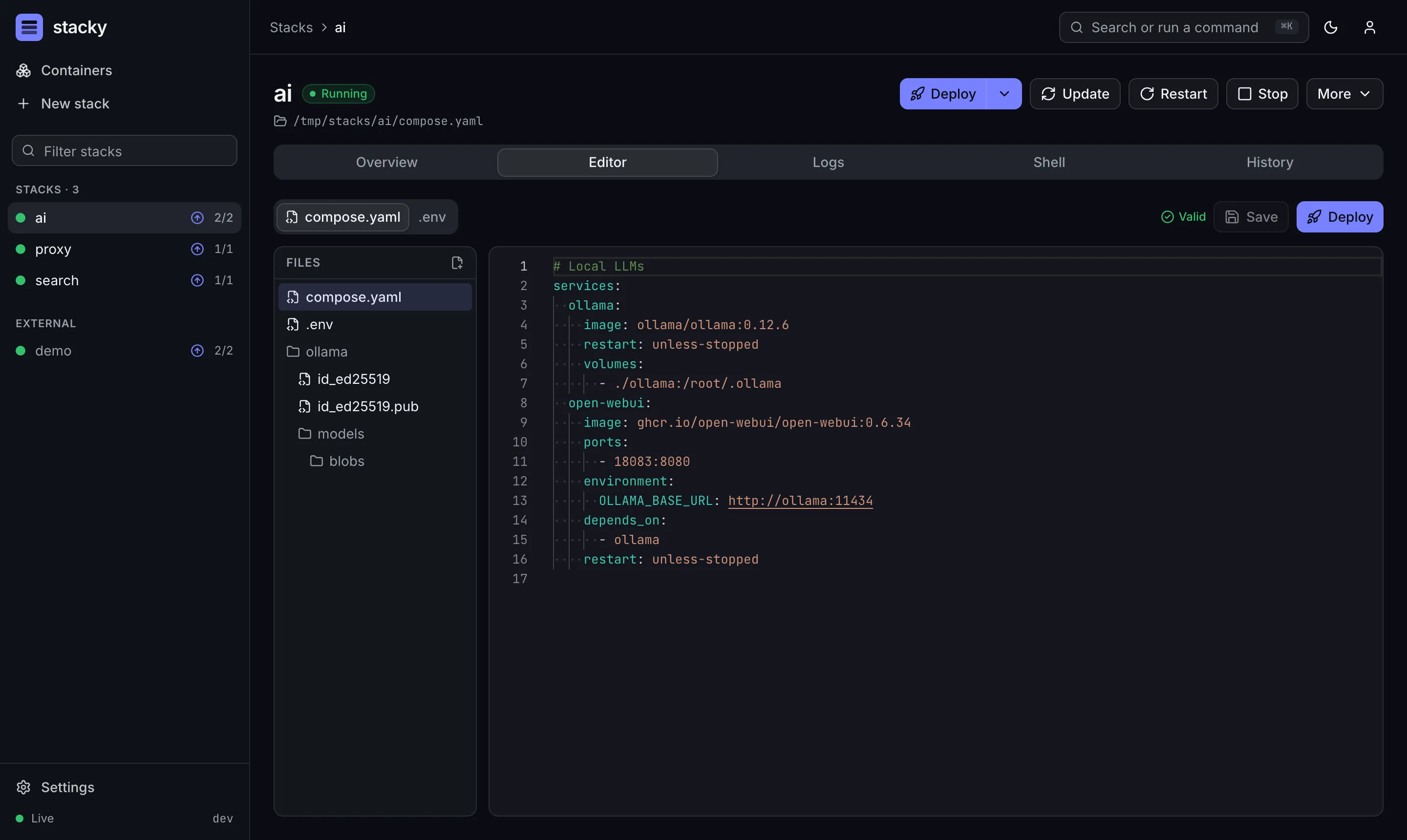 The compose editor with schema-aware validation